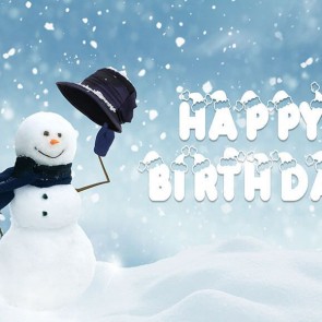 Birthday Photography Backdrops Mr Snowman Snowflakes Winter Background