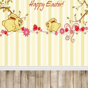 Easter Photography Background Easter Bunny Wood Floor Backdrops