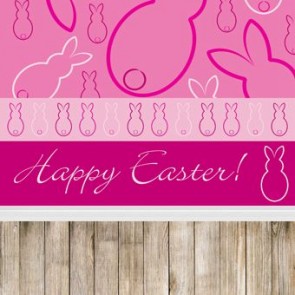 Easter Photography Background Wood Floor Easter Bunny Pink Backdrops