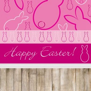 Easter Photography Background Wood Floor Easter Bunny Pink Backdrops