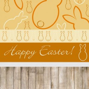 Easter Photography Background Wood Floor Easter Bunny Orange Backdrops