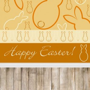 Easter Photography Background Wood Floor Easter Bunny Orange Backdrops