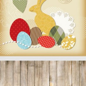 Easter Photography Background Love Cartoon Easter Eggs Wood Floor Backdrops