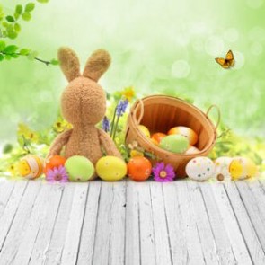 Photography Backdrops Eggs Bunny Grey White Easter Wood Floor Background