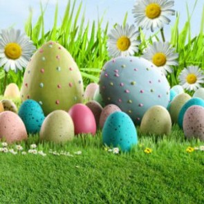 Photography Backdrops White Flowers Eggs Easter Grass Background