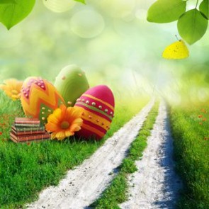 Photography Backdrops Eggs Easter Green Leaf Sunshine Background