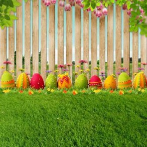 Photography Backdrops Pink Flowers Eggs Easter Lawn Background