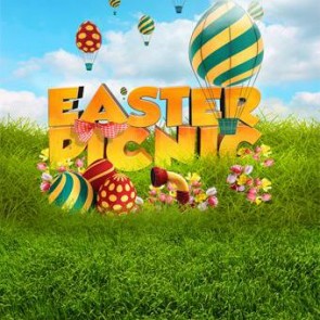 Photography Background Eggs Easter Grass Flowers Blue Sky Backdrops