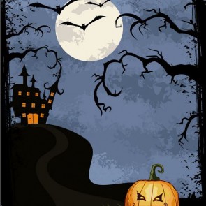 Photography Backdrops Bat Pumpkin Lantern Castle Cartoon Halloween Background
