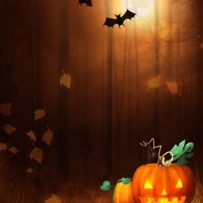 Photography Backdrops Pumpkin Lantern Bat Autumn Halloween Background
