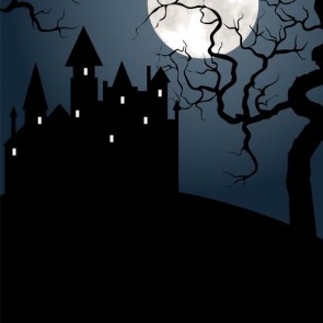 Photography Backdrops Castle Dead Tree Moon Halloween Background