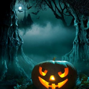 Photography Backdrops Pumpkin Lantern Cave Bat Mist Halloween Background