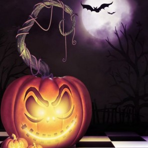 Photography Backdrops Bat Moon Pumpkin Lamp Halloween Background