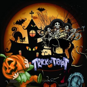 Photography Backdrops Cartoon Castle Tombstone Pumpkin Elf Halloween Background