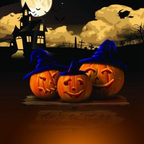 Photography Backdrops Magic Pumpkin Head Moon Stars Halloween Background