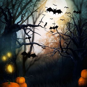 Photography Background Bat Pumpkin Dead Tree Halloween Backdrops
