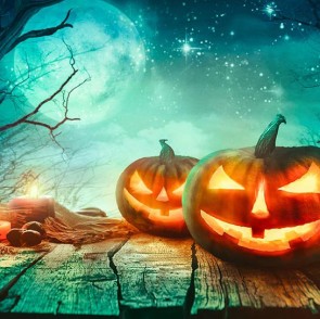Photography Background Moon Pumpkin Lantern dead Tree Halloween Backdrops