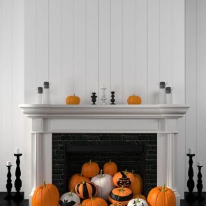 Photography Background White Fireplace Closet Pumpkin Head Halloween Backdrops
