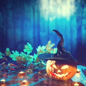 Photography Background Pumpkin Head Wizard Hat Moonlight Halloween Backdrops