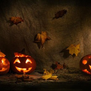 Photography Background Pumpkin Lantern Dead Leaves Halloween Backdrops