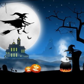 Photography Backdrops Wizard Castle Moon Halloween Background