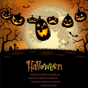 Halloween Photography Background Pumpkin Lantern Moon Dead Tree Backdrops