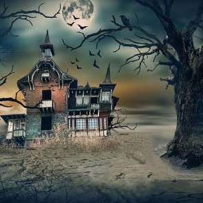 Halloween Photography Background Bat Dead Tree Castle Crow Backdrops