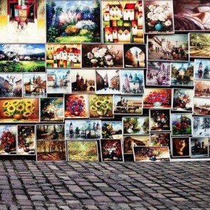 Street View Photography Background Oil Painting Street Side Backdrops