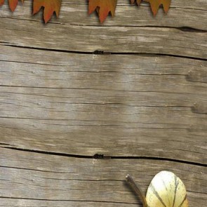 Thanksgiving Day Photography Backdrops Maple Leaf Pumpkin Wood Floor Background