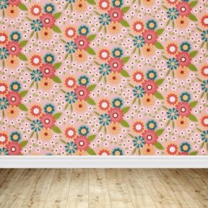 Pattern Photography Background Wood Floor Cartoon Flower Backdrops