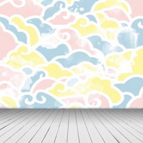Photography Backdrops Cartoon Color Clouds Pattern Wood Floor Background