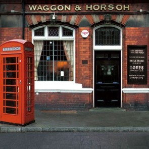 Photography Background Red Telephone Booth Waggon Horsoh Street View Backdrops