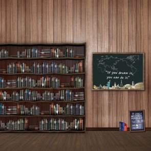 Back To School Photography Background Bookshelf Blackboard Brown Backdrops