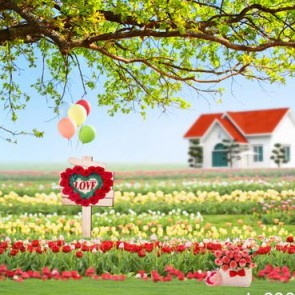Photography Background Tulip Manor Tree Flowers Valentine's Day Backdrops