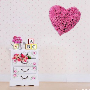 Photography Backdrops Pink Rose Flower Heart Shape Valentine's Day White Wall Background