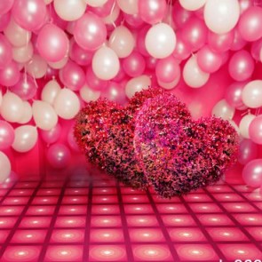 Photography Backdrops Pink White Balloon Red Rose Petals Valentine's Day Background