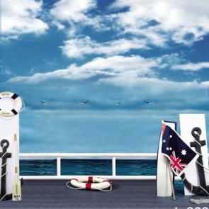 Photography Backdrops Cruise Deck Sea Seagulls Tourist Background