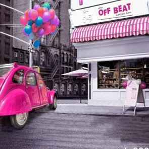 Car Photography Background Pink Sedan Balloon Backdrops