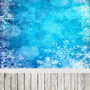 Pattern Photography Background Snowflakes Wood Floor Blue Backdrops