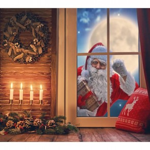 Christmas Photography Backdrops Santa Claus Out Of The Window White Candles Background