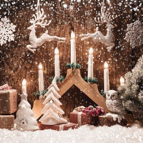 Christmas Photography Backdrops Snowflakes Decoration Candles Background