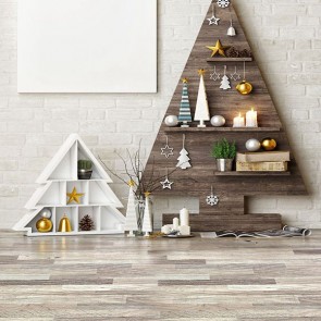 Christmas Photography Backdrops White Wall Wood Floor Christmas Decoration Background For Baby