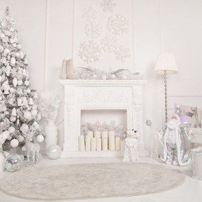 Christmas Photography Backdrops White Fireplace Closet Christmas Tree Wall Background