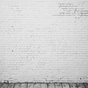 Photography Backdrops White Brick Wall Wood Floor Background