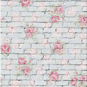 Photography Background Pink Chinese Rose Flower White Brick Wall Backdrops