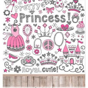 Pattern Photography Background Princess Toys Wood Floor Backdrops