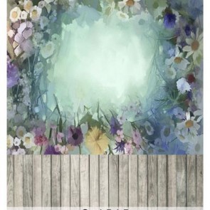 Photography Backdrops White Flowers Wood Floor Oil Painting Background