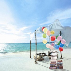 Photography Backdrops Beach Balloons Books Tourist Background For Holiday