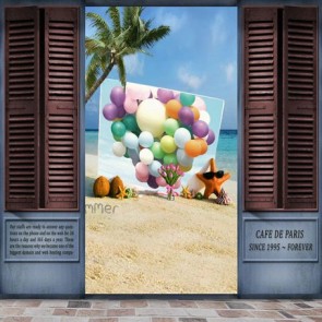 Photography Background Coconut Tree Balloon Beach Tourist Backdrops