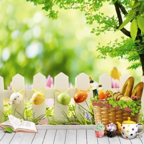 Photography Background Eggs White Fence Easter Fuzzy Backdrops